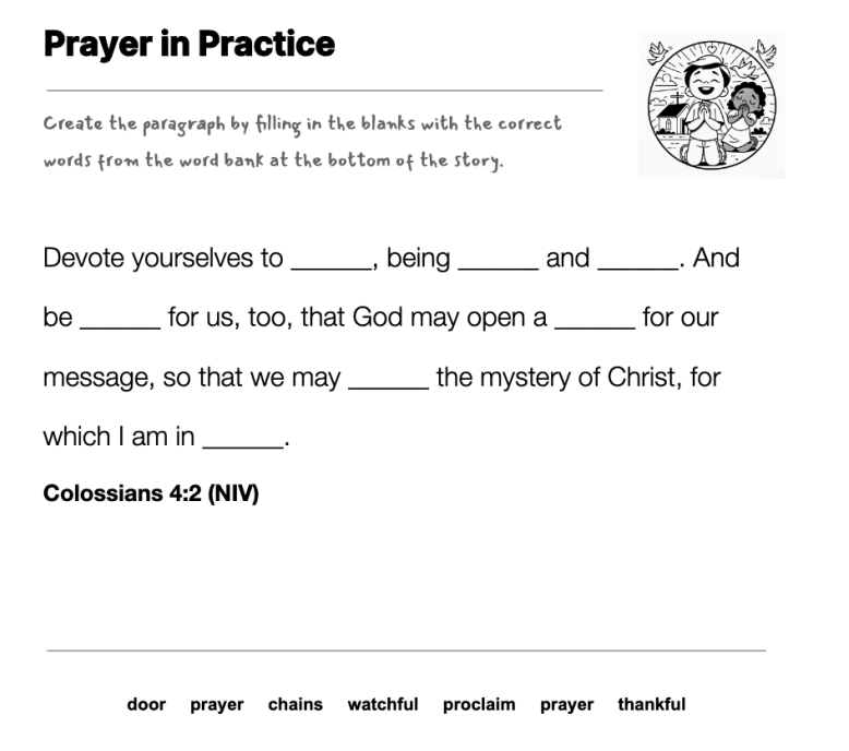 Prayer in Practice fill-in-the-blank